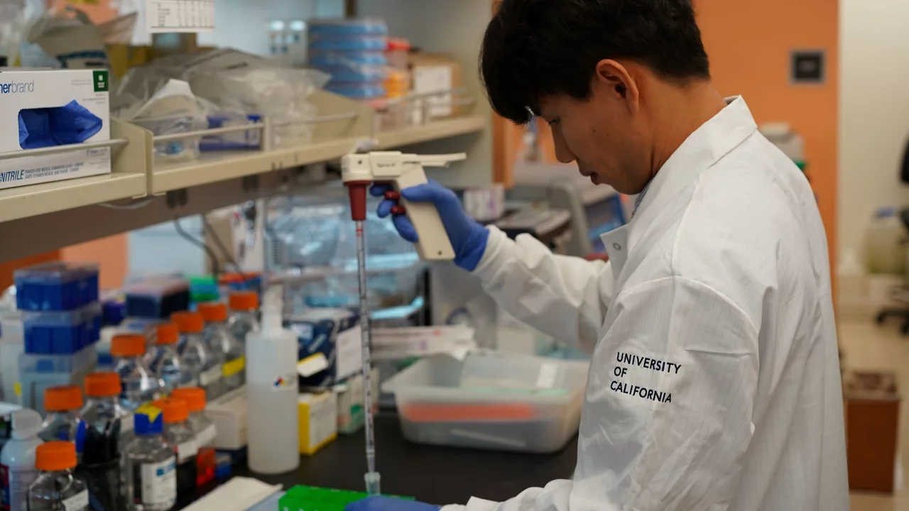 Lab Member Working on Research in Laboratory