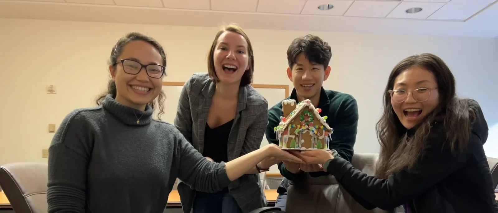 Lab gingerbread house decoration